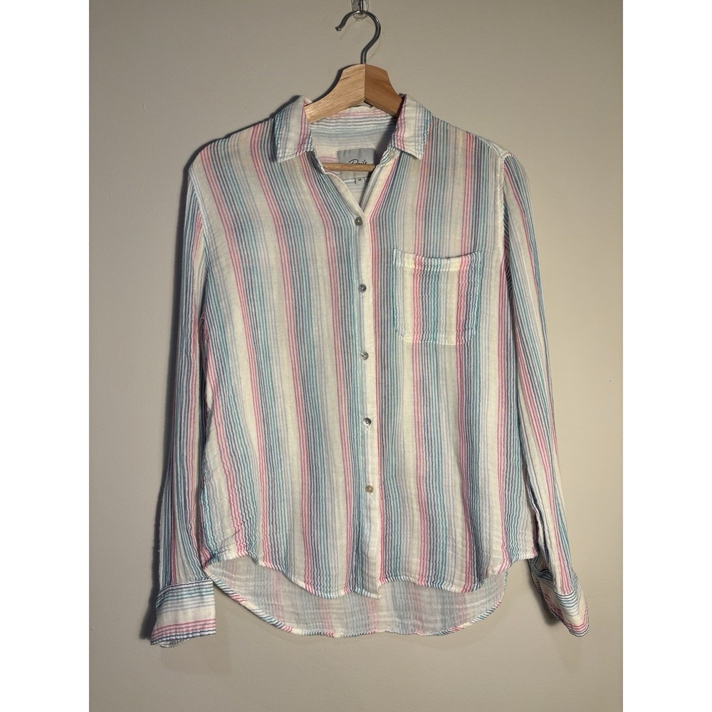 Rails Ellis Button Down Shirt Iris Stripe Size XS Rainbow Lightweight Pastel